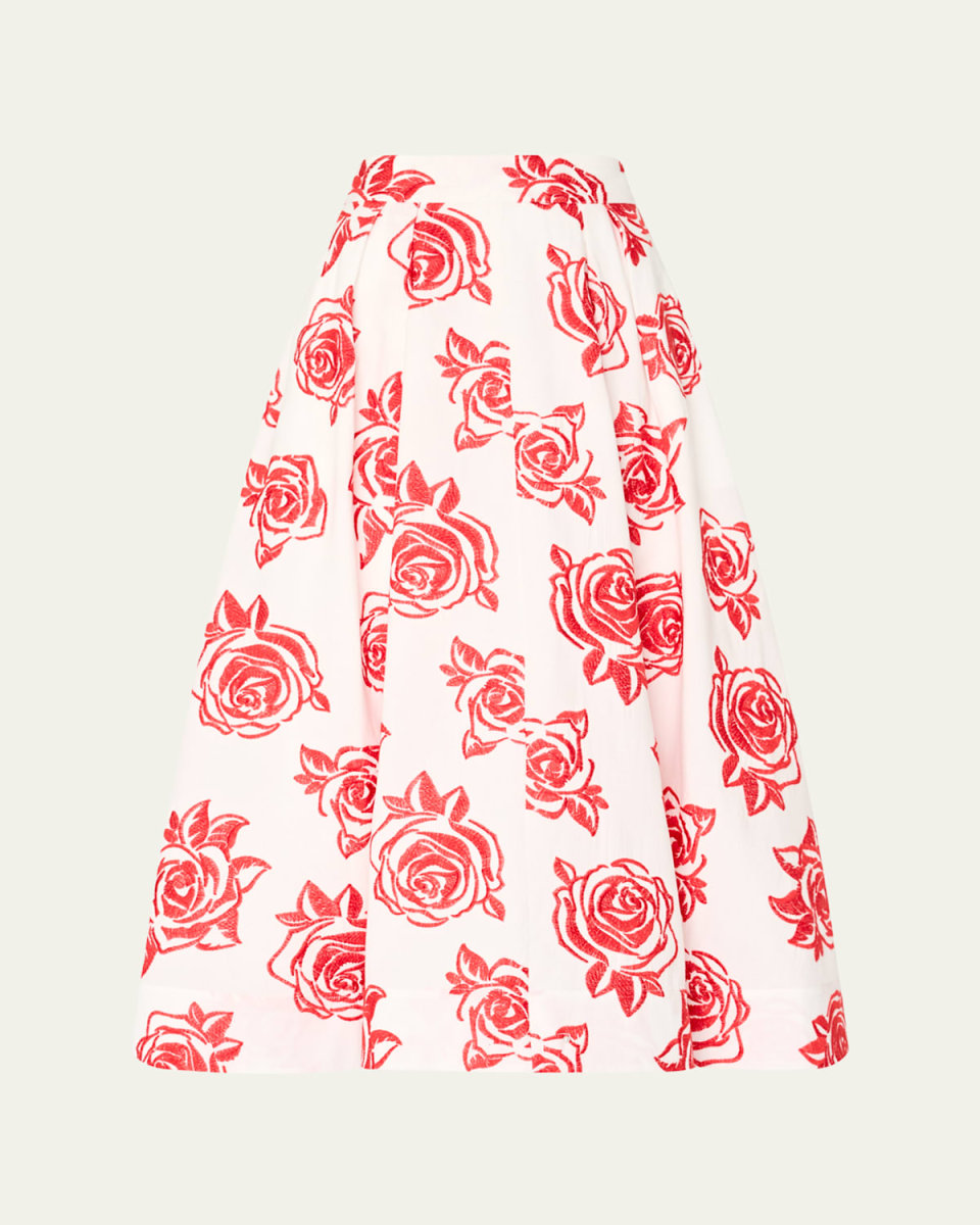Juliet Rose Embroidered Midi Skirt